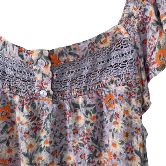 NWT Lucky Brand Phoebe Crochet Trim Sleeveless Top Lilac, Orange Small - Picture 4 of 9